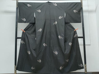 平和屋着物●本場大島紬　9マルキ　片輪車文　正絹　逸品　CABG2795th