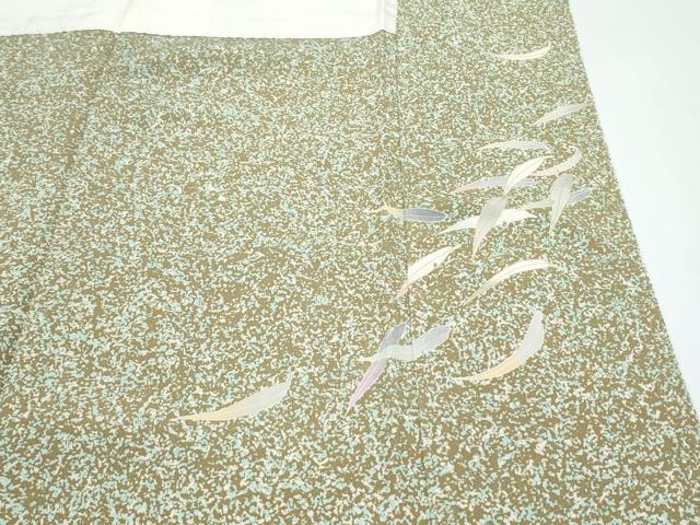 平和屋着物●訪問着　笹竹文　たたき染め　金彩　正絹　逸品　CABG2796th