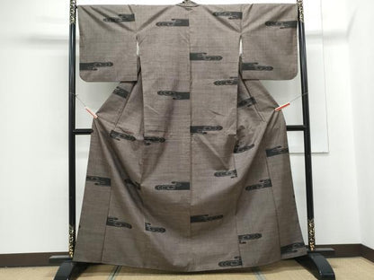 平和屋着物●本場大島紬　純泥染　7マルキ　光琳水　証紙付き　正絹　逸品　CABG2798th