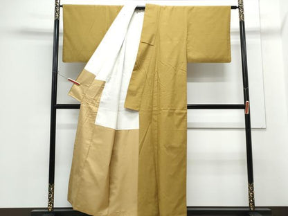 平和屋着物●本場真綿結城紬　色無地　桑茶色　証紙付き　正絹　逸品　CABG2799th