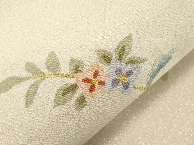 平和屋着物●爪掻き本綴れ　八寸名古屋帯　草花丸文　金銀糸　正絹　逸品　未使用　CABG2803dy