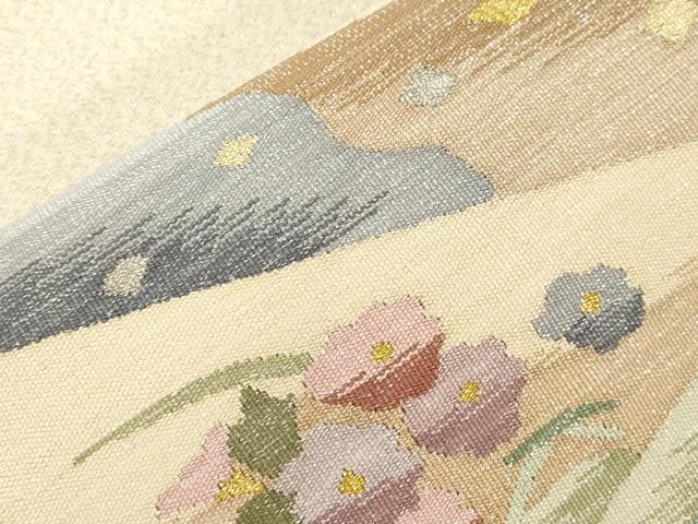 平和屋着物●爪掻き本綴れ　八寸名古屋帯　色紙重ね花鳥文　金銀糸　正絹　逸品　未使用　CABG2804dy