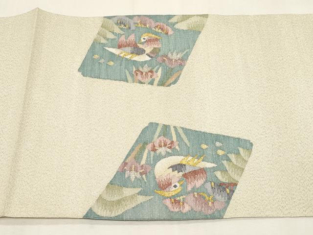 平和屋着物●爪掻き本綴れ　八寸名古屋帯　色紙重ね花鳥文　金銀糸　正絹　逸品　未使用　CABG2804dy