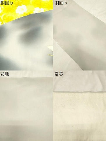 平和屋着物●塩瀬　九寸開き名古屋帯　作家物　花蝶文　正絹　逸品　CABG2805dy