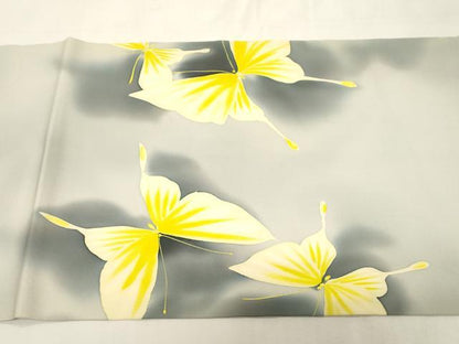 平和屋着物●塩瀬　九寸開き名古屋帯　作家物　花蝶文　正絹　逸品　CABG2805dy
