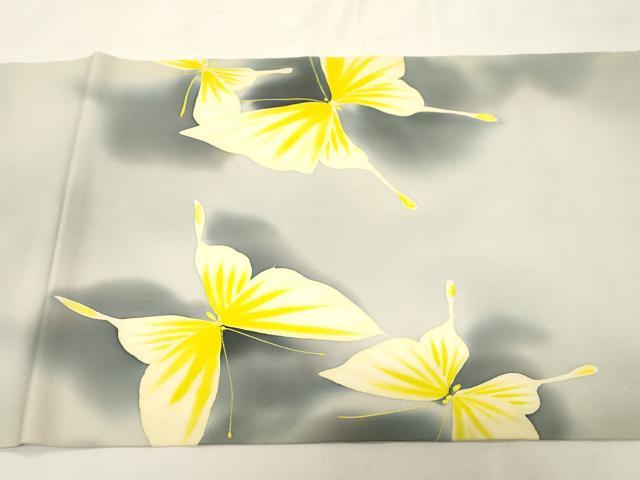 平和屋着物●塩瀬　九寸開き名古屋帯　作家物　花蝶文　正絹　逸品　CABG2805dy
