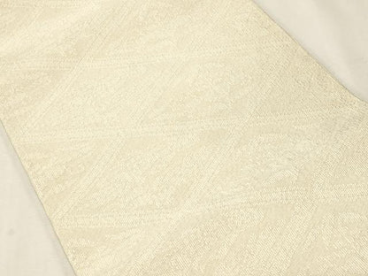 平和屋着物●八寸名古屋帯　手織りつゞれ　菱花文　銀通し地　正絹　逸品　未使用　CABG2807dy