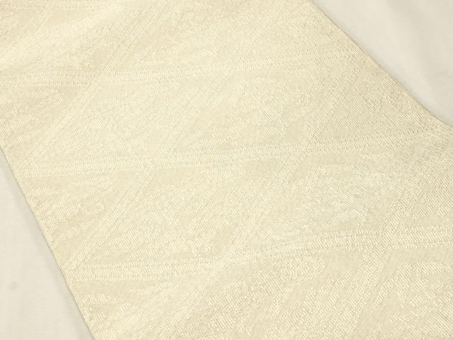 平和屋着物●八寸名古屋帯　手織りつゞれ　菱花文　銀通し地　正絹　逸品　未使用　CABG2807dy