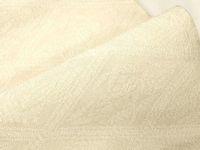 平和屋着物●八寸名古屋帯　手織りつゞれ　菱花文　銀通し地　正絹　逸品　未使用　CABG2807dy