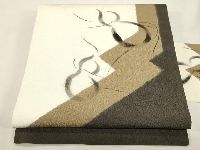 平和屋着物●九寸名古屋帯　手描き　瓢箪　鬼しぼ縮緬　正絹　逸品　CABG2808dy