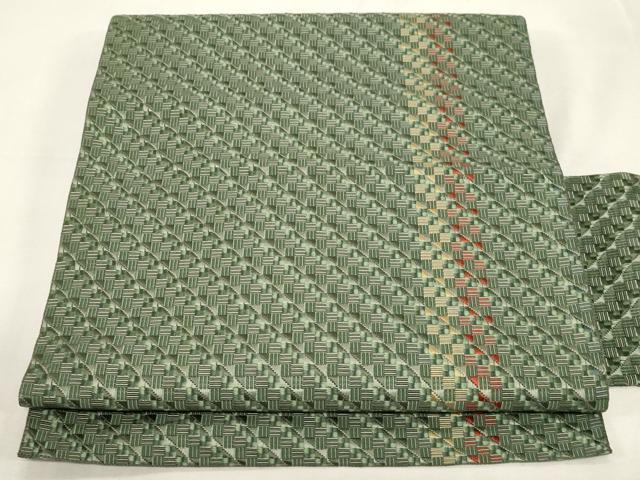 平和屋着物●本場筑前博多織　八寸名古屋帯　縞　名古屋仕立て　正絹　逸品　CABG2809dy