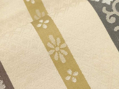 平和屋着物●九寸名古屋帯　花唐草間道　正絹　逸品　CABG2814dy
