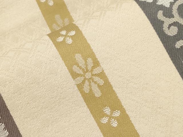 平和屋着物●九寸名古屋帯　花唐草間道　正絹　逸品　CABG2814dy
