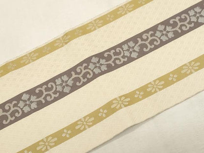 平和屋着物●九寸名古屋帯　花唐草間道　正絹　逸品　CABG2814dy