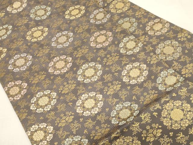 平和屋着物●九寸名古屋帯　花鳥文　金糸　正絹　逸品　CABG2823dy