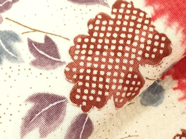 平和屋着物●摺型友禅　京都　多ち花 　全通柄九寸名古屋帯　絞り　立波草花文　正絹　逸品　CABG2825dy
