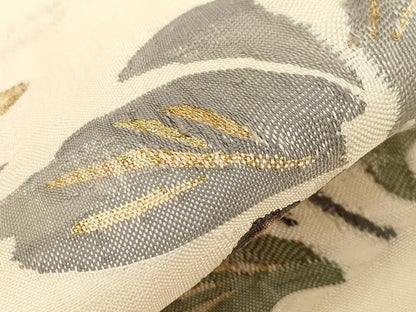 平和屋着物●九寸名古屋帯　すくい織　草花文　金糸　正絹　逸品　CABG2828dy