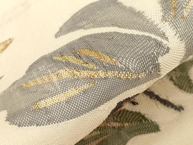 平和屋着物●九寸名古屋帯　すくい織　草花文　金糸　正絹　逸品　CABG2828dy