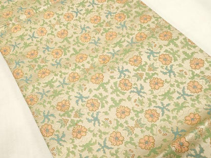 平和屋着物●九寸開き名古屋帯　草花文　金銀糸　正絹　逸品　CABG2831dy