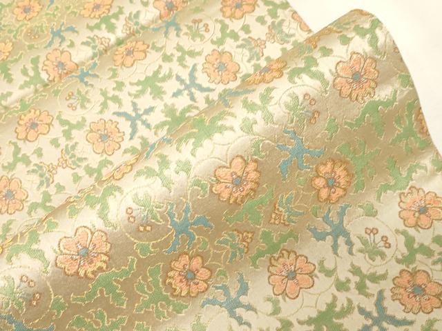平和屋着物●九寸開き名古屋帯　草花文　金銀糸　正絹　逸品　CABG2831dy