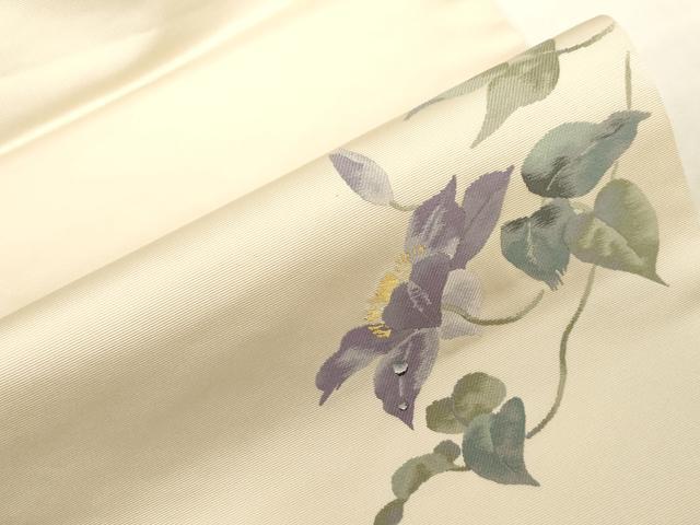 平和屋着物●九寸名古屋帯　草花文　金糸　正絹　逸品　CABG2834dy