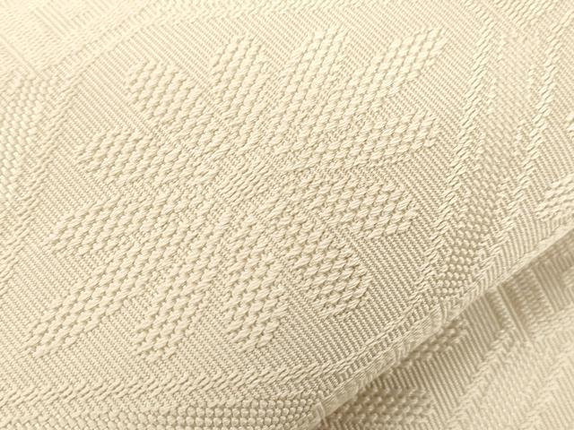 平和屋着物●西陣　河村織物　河村つづれ　八寸名古屋帯　手織　蜀甲花文　白橡色　証紙付き　正絹　逸品　CABG2835dy