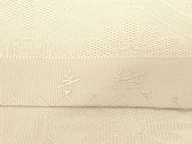 平和屋着物●西陣　河村織物　河村つづれ　八寸名古屋帯　手織　蜀甲花文　白橡色　証紙付き　正絹　逸品　CABG2835dy