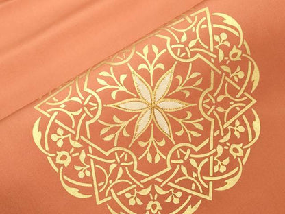 平和屋着物●塩瀬　九寸名古屋帯　駒刺繍　正倉院花文　金彩　正絹　逸品　CABG2837dy