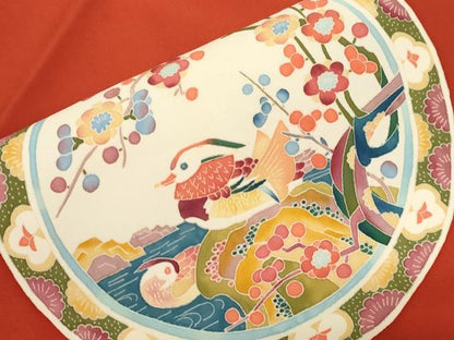 平和屋着物●本加賀友禅作家　押田正義　塩瀬　九寸名古屋帯　花鳥丸文　正絹　逸品　CABG2840dy