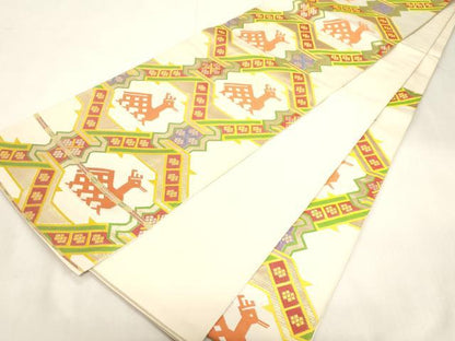 平和屋着物●六通柄　本袋帯　有栖川鹿　金糸　正絹　逸品　CABG2843dy