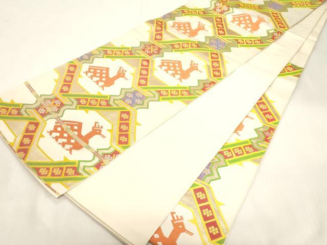 平和屋着物●六通柄　本袋帯　有栖川鹿　金糸　正絹　逸品　CABG2843dy