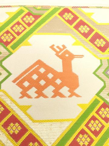 平和屋着物●六通柄　本袋帯　有栖川鹿　金糸　正絹　逸品　CABG2843dy