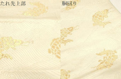平和屋着物●全通柄袋帯　荒磯　金糸　開き仕立て　正絹　逸品　CABG2845dy