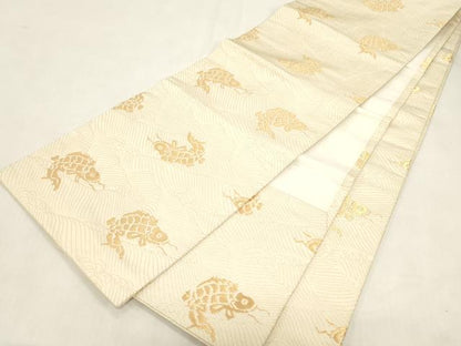 平和屋着物●全通柄袋帯　荒磯　金糸　開き仕立て　正絹　逸品　CABG2845dy