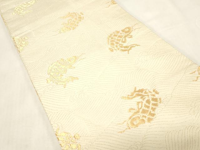 平和屋着物●全通柄袋帯　荒磯　金糸　開き仕立て　正絹　逸品　CABG2845dy