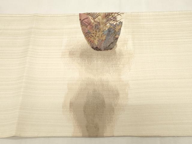 平和屋着物●太鼓柄袋帯　すくい織　陶器草木文　金銀糸　正絹　逸品　CABG2846dy