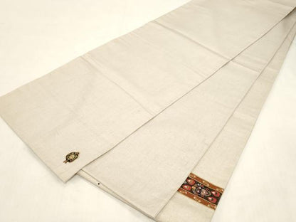 平和屋着物●中国三大刺繍　総相良刺繍　太鼓柄袋帯　紬地　幾何学花文　正絹　逸品　CABG2847dy