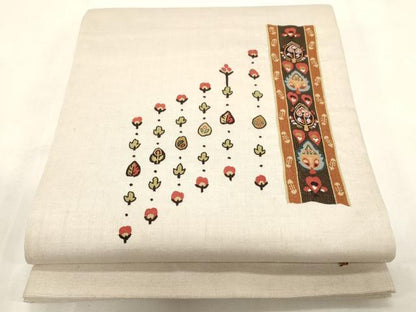 平和屋着物●中国三大刺繍　総相良刺繍　太鼓柄袋帯　紬地　幾何学花文　正絹　逸品　CABG2847dy