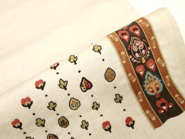 平和屋着物●中国三大刺繍　総相良刺繍　太鼓柄袋帯　紬地　幾何学花文　正絹　逸品　CABG2847dy