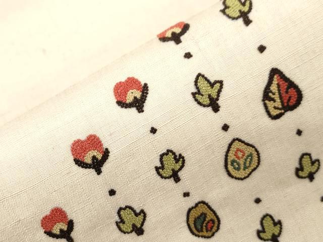 平和屋着物●中国三大刺繍　総相良刺繍　太鼓柄袋帯　紬地　幾何学花文　正絹　逸品　CABG2847dy