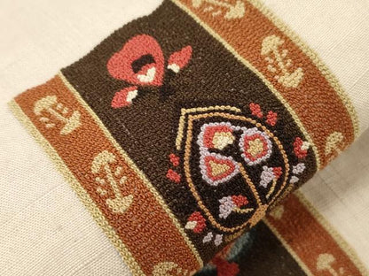 平和屋着物●中国三大刺繍　総相良刺繍　太鼓柄袋帯　紬地　幾何学花文　正絹　逸品　CABG2847dy
