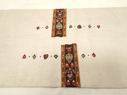 平和屋着物●中国三大刺繍　総相良刺繍　太鼓柄袋帯　紬地　幾何学花文　正絹　逸品　CABG2847dy