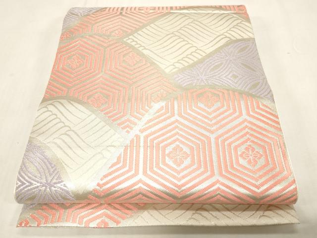 平和屋着物●西陣　川島織物　六通柄　本袋帯　遠山花文　銀糸　正絹　逸品　未使用　CABG2848dy