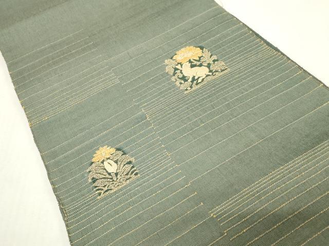 平和屋着物▽太鼓柄袋帯　スリーシーズン　春夏秋　黄金繭　花兎　正絹　逸品　CABG2849dy