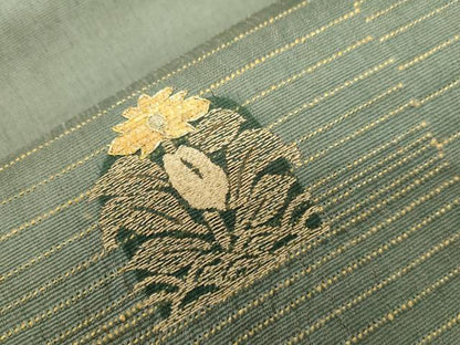 平和屋着物▽太鼓柄袋帯　スリーシーズン　春夏秋　黄金繭　花兎　正絹　逸品　CABG2849dy
