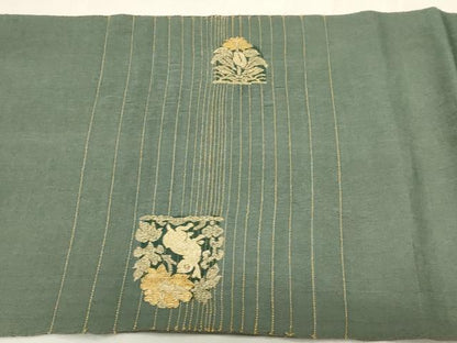 平和屋着物▽太鼓柄袋帯　スリーシーズン　春夏秋　黄金繭　花兎　正絹　逸品　CABG2849dy