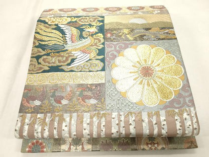 平和屋着物●西陣　京藝謹製　六通柄袋帯　唐織　天井花鳥文　金糸　引箔　証紙付き　冊子付き　正絹　逸品　CABG2850dy