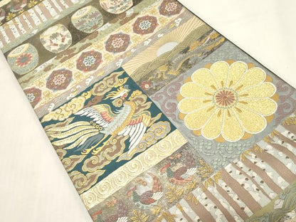 平和屋着物●西陣　京藝謹製　六通柄袋帯　唐織　天井花鳥文　金糸　引箔　証紙付き　冊子付き　正絹　逸品　CABG2850dy