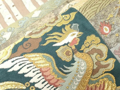 平和屋着物●西陣　京藝謹製　六通柄袋帯　唐織　天井花鳥文　金糸　引箔　証紙付き　冊子付き　正絹　逸品　CABG2850dy