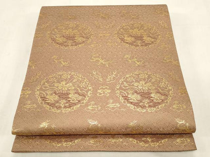 平和屋着物●龍村晋謹製　全通柄袋帯　名物木下金襴　金糸　色紙付き　正絹　逸品　CABG2853dy